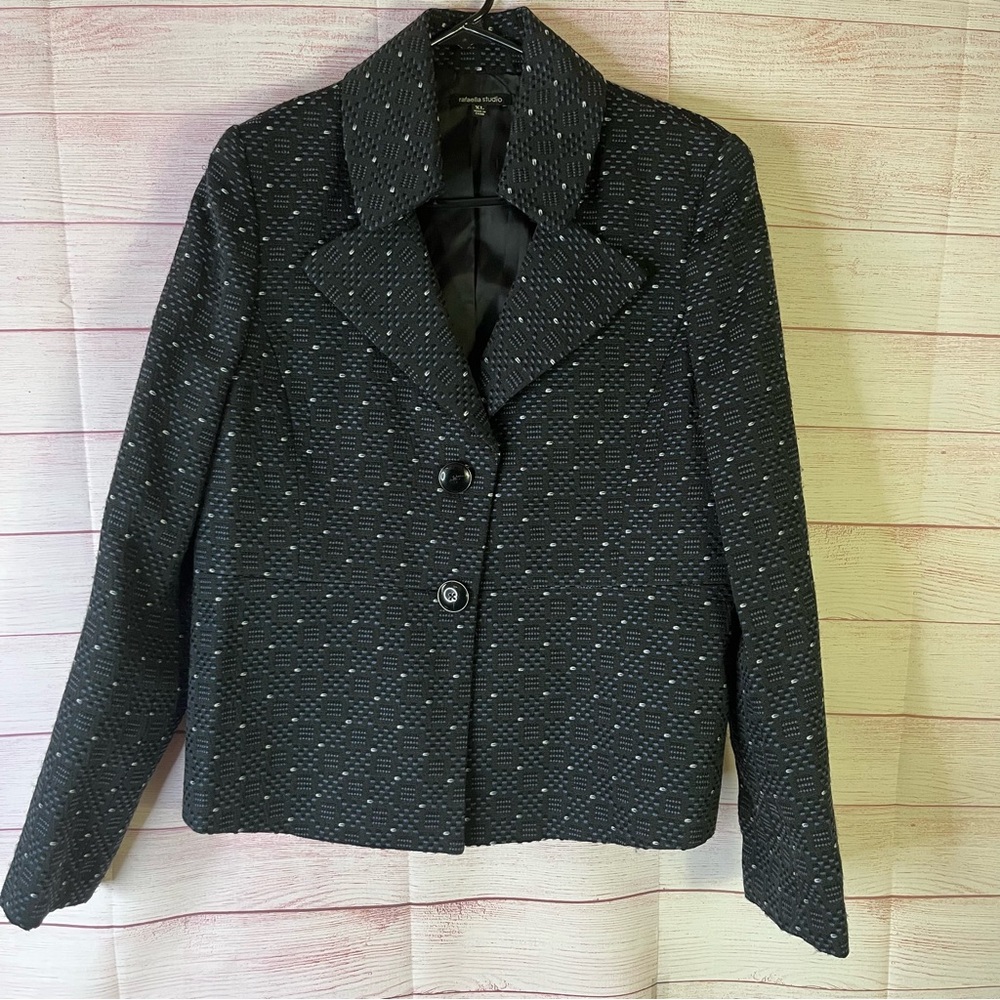 Rafaella Studio Blue and White Tweed Blazer‎ Size XL